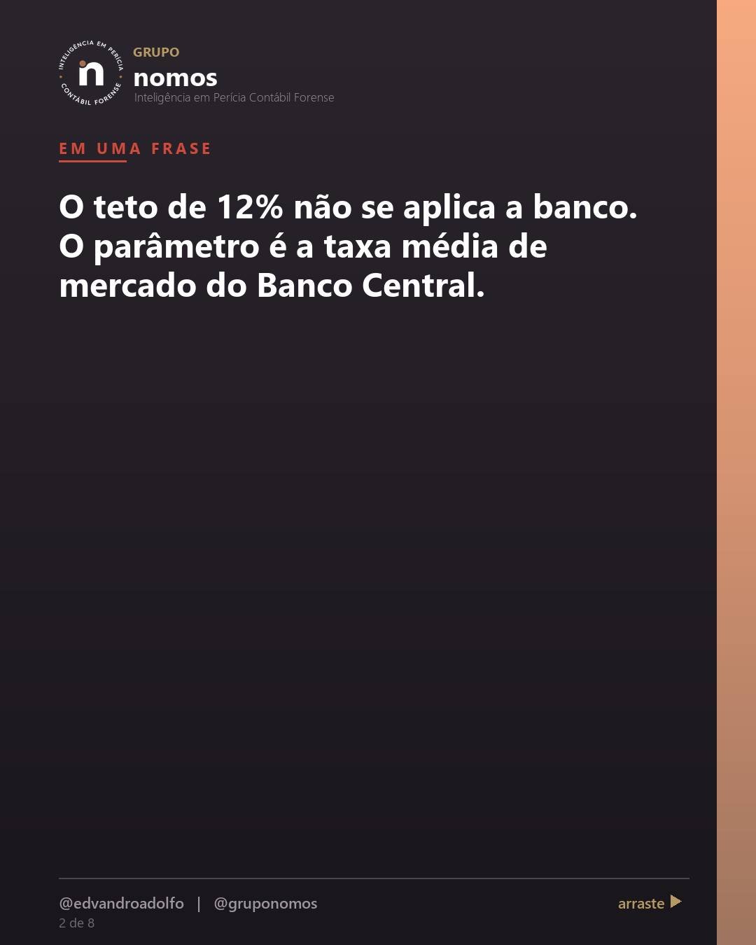 Cartão 2 de 8 do carrossel: Juros de banco acima de 12% ao ano são abusivos.