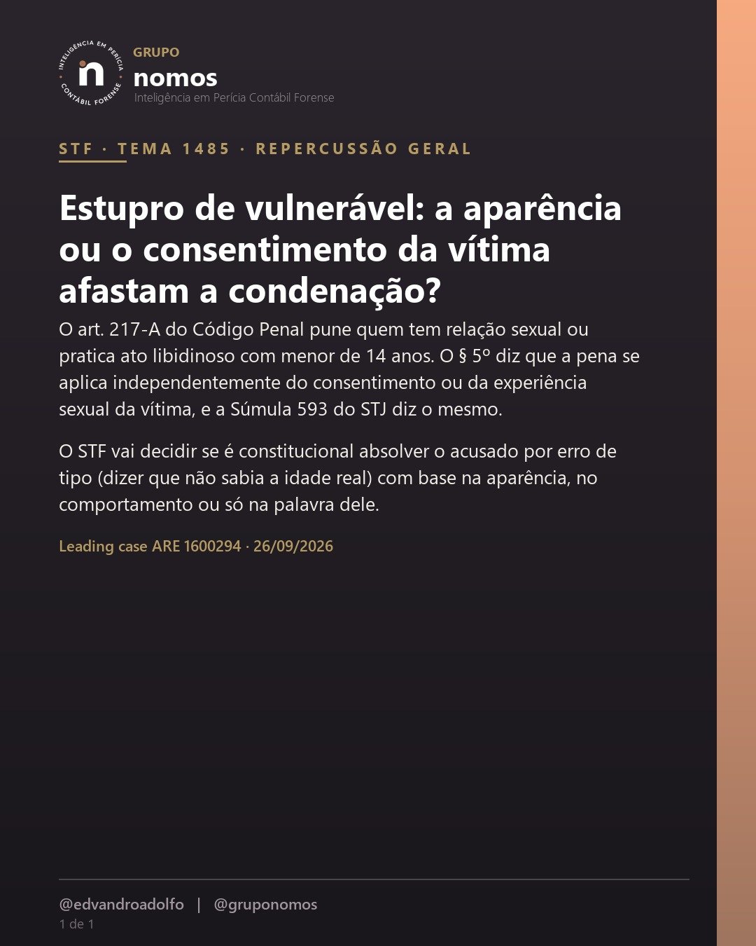 Capa da matéria: Estupro de vulnerável: a aparência ou o consentimento da vítima afastam a condenação?