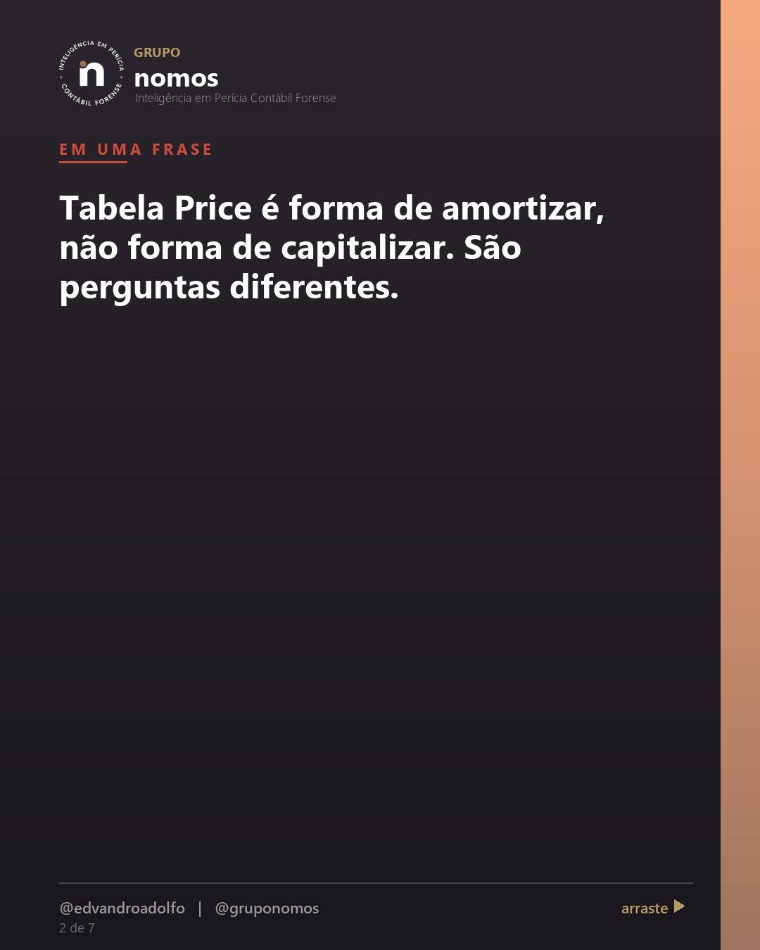 Cartão 2 de 7 do carrossel: Tabela Price é juros sobre juros, então é ilegal.