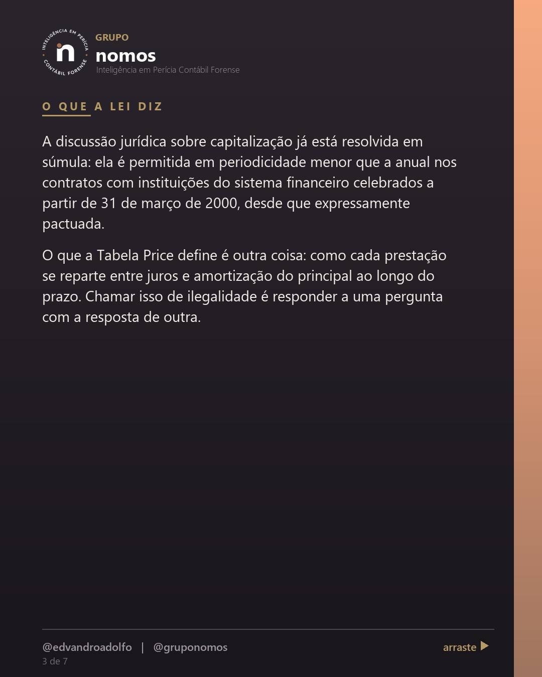Cartão 3 de 7 do carrossel: Tabela Price é juros sobre juros, então é ilegal.
