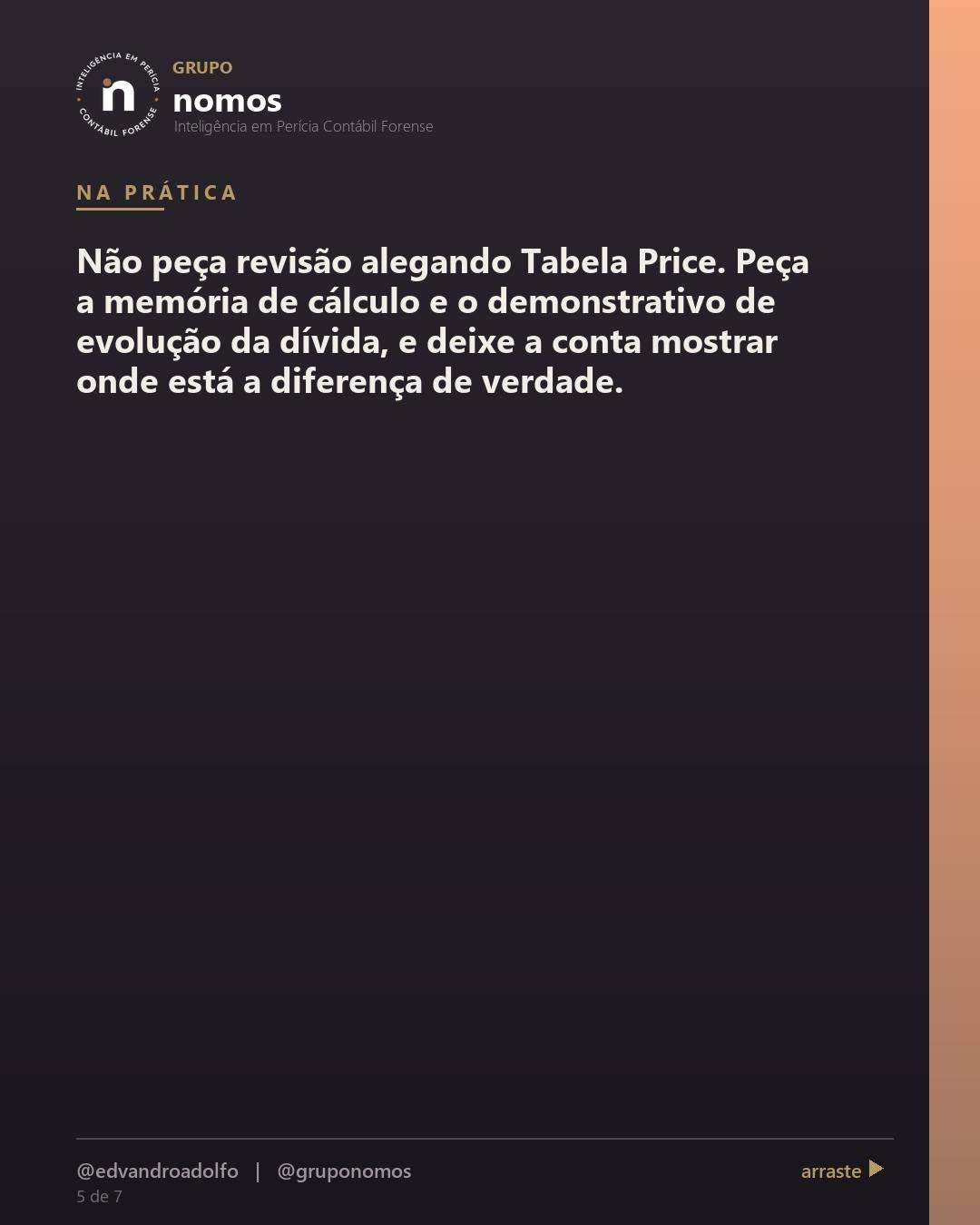 Cartão 5 de 7 do carrossel: Tabela Price é juros sobre juros, então é ilegal.