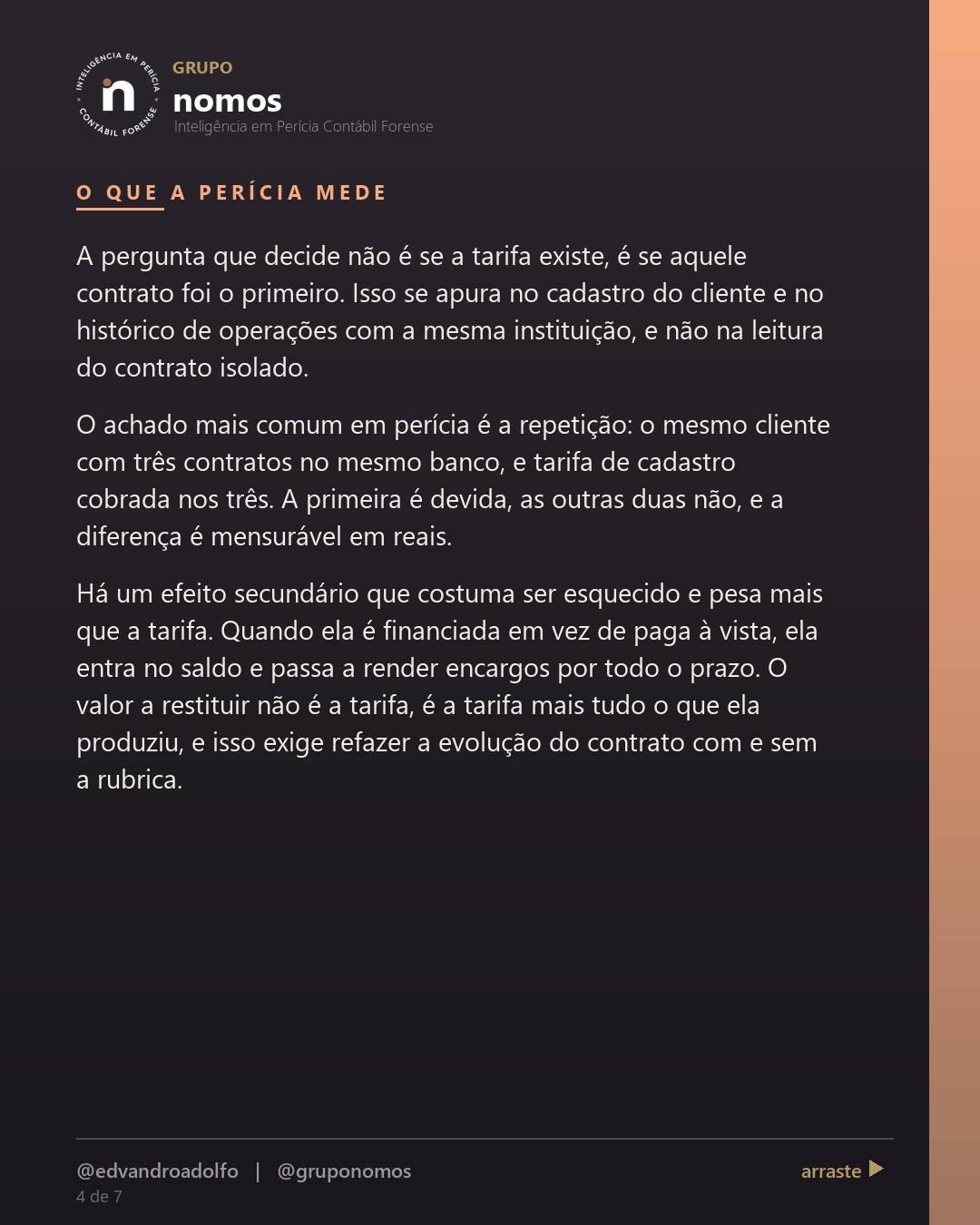 Cartão 4 de 7 do carrossel: Tarifa de cadastro é sempre abusiva e tem que ser devolvida.